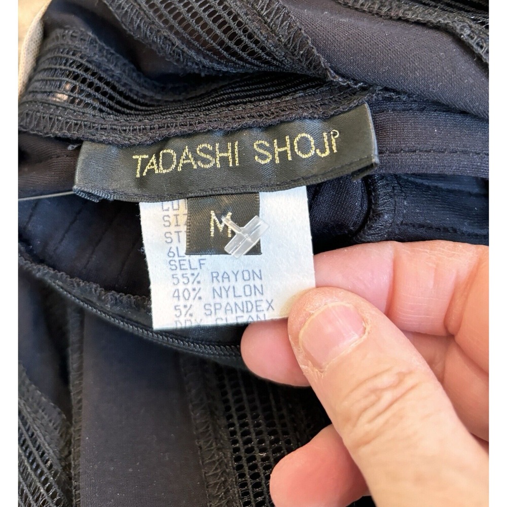 Vintage Y2K Tadashi Shoji Mesh Bodycon Dress Womens Size M Fit Flare‎ Mini - Picture 6 of 9